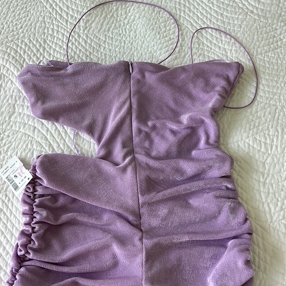 NWT Blanc Clothing Strappy Cutout Bodycon Ruched MIDI Dress Size Small Lavender - Picture 9 of 17